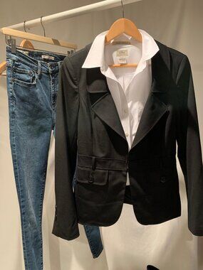 Classiques Entier Fitted Wool Blazer Tailored Silhouette Black Size 10